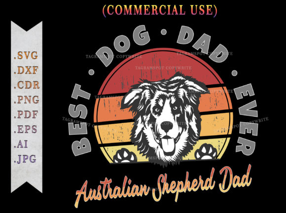 Australian Shepherd Dad Retro Sunset SVG