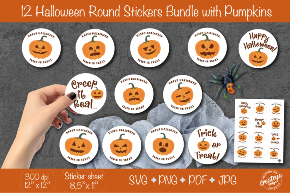 Halloween Stickers PNG. Round Stickers Review