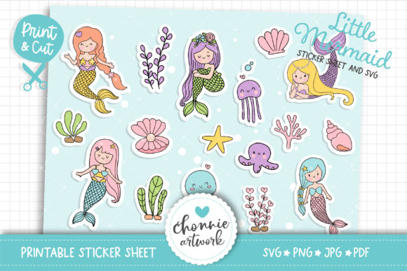 Little Mermaid Sticker SVG, Mermaid PNG Review