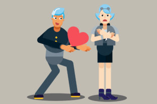 Sad Couple Character Vector Illustration Review