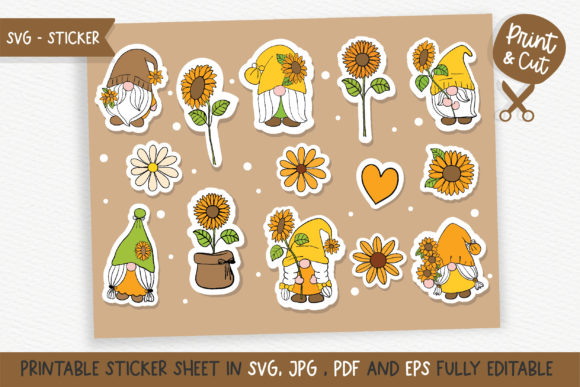 Sunflower Gnome Sticker SVG Review for Real Embroidery