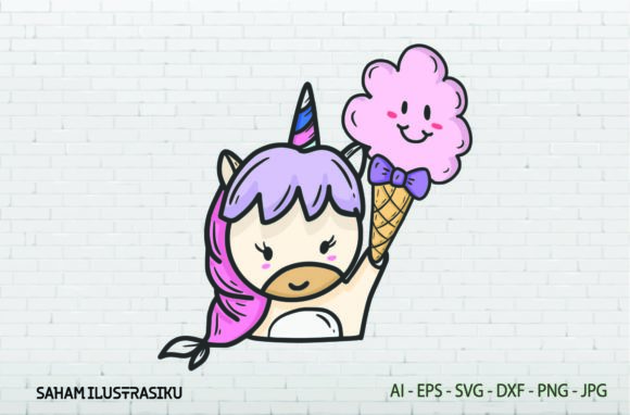 Unicorn, Cute Sticker - Ice Cream - Svg Embroidery Review