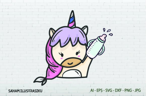Unicorn, Cute Sticker - Mikk Bottle- Svg Review