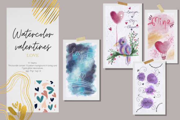 Watercolor Valentines Collection